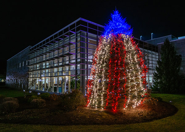 Replicating the red, white and blue motif of the fluttering 