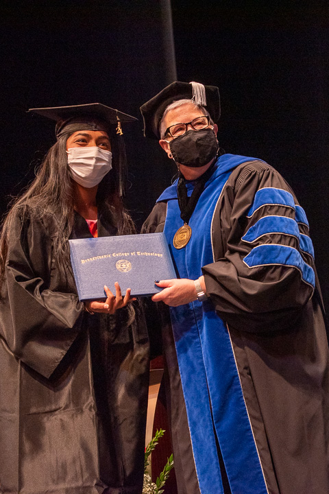 Attaining a bachelor's in health science, among the newer degrees in the college's School of Nursing & Health Sciences, is Dhwani J. Patel.