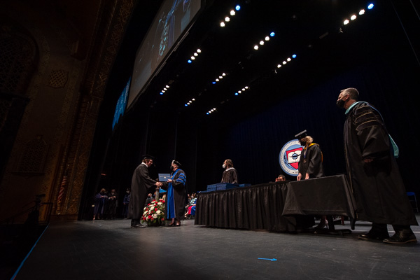 Presiding over her last December commencement, Gilmour relished her interaction with students and the 