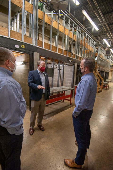 Killinger (right), department head for HVAC, joins Levinson (left) and Robertson in the Carl Building Technologies Center lab.