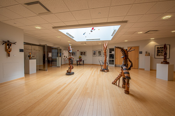 “Journey and Transformation” awaits exploration in the gallery lobby through May 6. (Through the glass doors, the “Golden Legacy” exhibit is available for viewing through March 30, and then two consecutive Penn College student exhibits will finish out the Spring 2022 semester.)