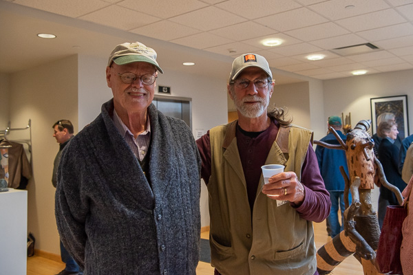 Retired graphic design professor Pat Murphy (left) enjoys revisiting campus to support his longtime colleague, Vanderlin.