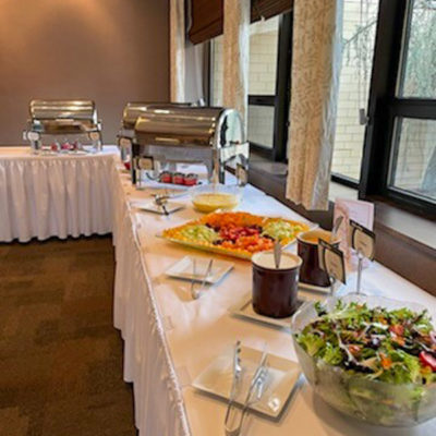 Catering students put theories about planning and a successful buffet to the hands-on test, using recipes developed by the late Chef Judy Shimp for popular Le Jeune Chef brunch buffets.