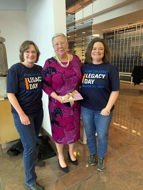 Wendy A. Miller (left), assistant dean of health sciences, and Valerie A. Myers, assistant dean of nursing, delivered handwritten cards and announced that collective gifts were designated to the Gilmour Scholarship.