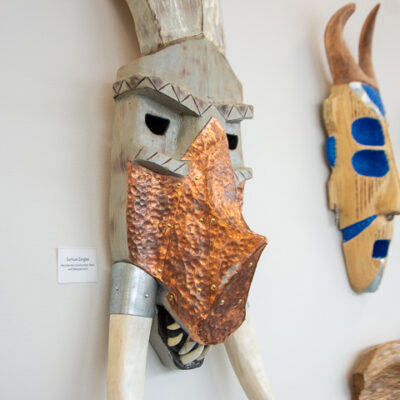 A close-up of a tusked mask by Samuel W. Zeigler, scheduled to graduate next month with a bachelor's in residential construction technology and management. Ziegler, of Palmyra, earned an associate degree in building construction technology in 2020.