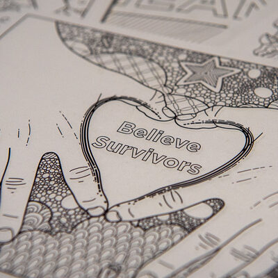 A soothing coloring page with a serious message, a rallying cry for those who have been silenced and ignored.