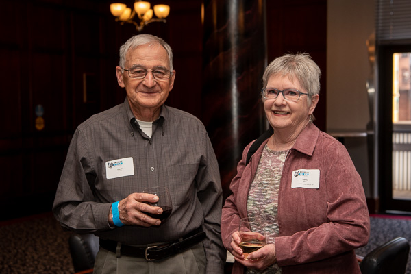 A former SGA secretary, Norma (McLaughlin) Winter, ’68, liberal arts, enjoys the gathering with her husband, David, ’75, industrial technology. (David earned his degree taking night classes in the basement of the former Williamsport Area High School – now Klump Academic Center – and in the former “trolley car barn” on campus.) 