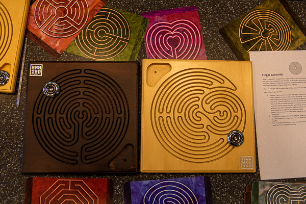 Finger labyrinths offer relaxation and reflection.