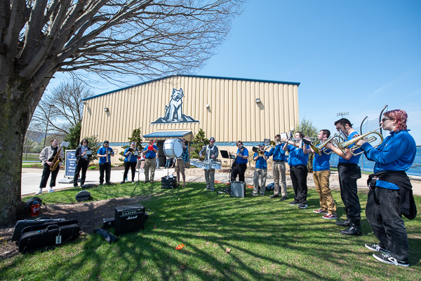 A spirited welcome to the day – courtesy of the Penn College Pep Band.