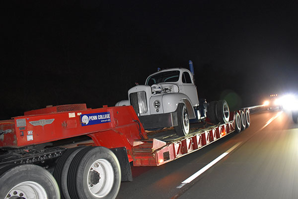 Penn College makes its presence known on the trip home from Motorama. (Photo by Spinosa)