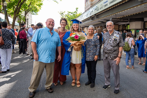 A post-ceremony photo op for dental hygiene alumna Olivia V. Simpson and her family
