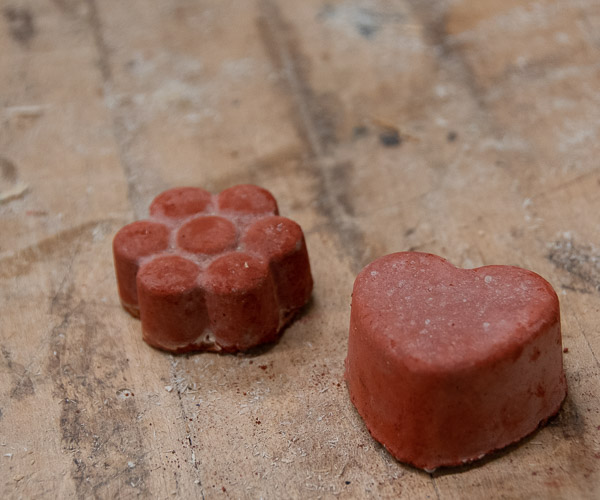Flowers and hearts are among the shapes available for the young makers’ concrete creations.