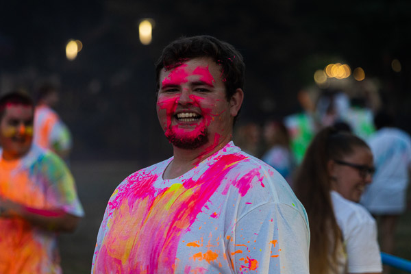 Student leader Kellor A. Schooley: a familiar face in the colorful crowd
