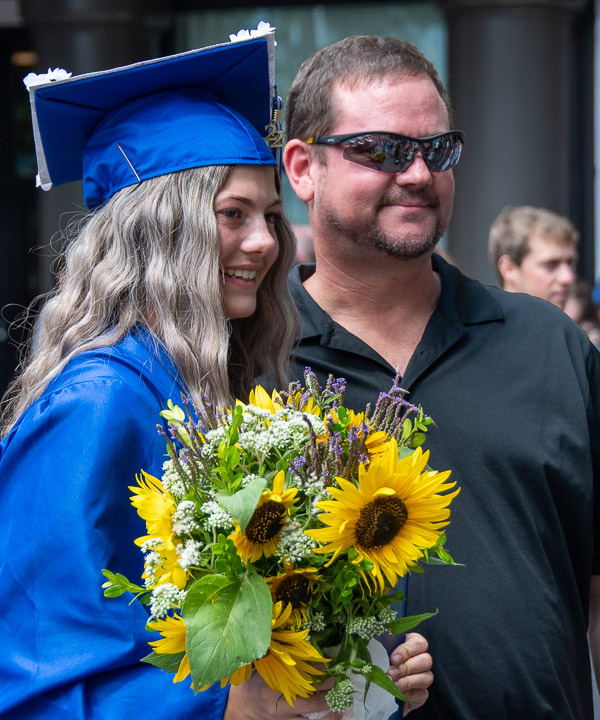 Physical therapist assistant grad Cassie J. Keister, of Mifflinburg, celebrates with her dad.