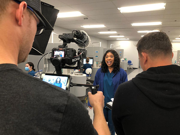 An enthusiastic Dacia J. James spotlights the college's dental hygiene lab, where experience with the public prepared her for a postgraduate health sciences career.