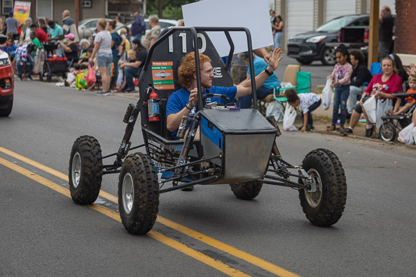 Marshall W. Fowler, a member of the college's phenomenally successful Baja SAE team, takes the wheel down West Fourth Street. Fowler, of Sellersville, is seeking a degree in engineering design technology.