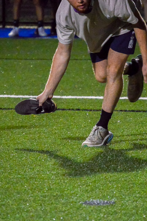 ... and the momentum so strong as to lose one's shoe.