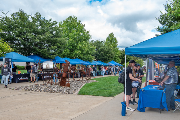 Bookending a section of the campus mall’s north end, the semester's first On-Campus Recruitment Day enjoys rain-free weather and full-on engagement. 