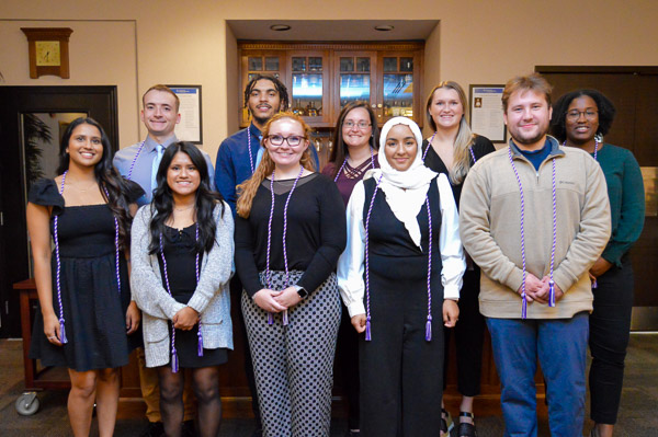 New student inductees attending the Oct. 7 ceremony: (Front row, from left) Ritika Nayak, of Monroe Township, N.J.; Rosey Thomas, of Port Allegany; Leah Kline, of Middleburg; Samar Alquraish, of Williamsport; Tanner J. Ebright, of Middleburg. (Back row, from left) Jesse D. Laird V, of Chambersburg; Jaiden Lynch, of Williamsport; Caroline N. Green, of Picture Rocks; Maci N. Ilgen, of Spring Mills; Tabitha Flory, of Newmanstown.