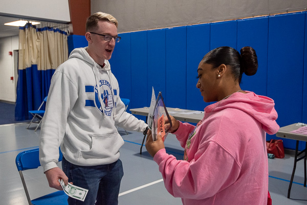 “Teenager” Cole N. Hillyer “argues” with his “mother,” Ashlee E. Massey. Hillyer is an emergency management & homeland security major; Massey is enrolled in human services & restorative justice.