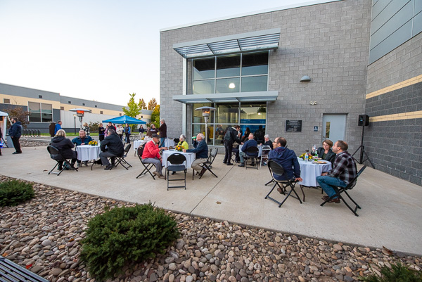 For the first time, the patio outside the recent welding addition serves as a seat of hospitality. 