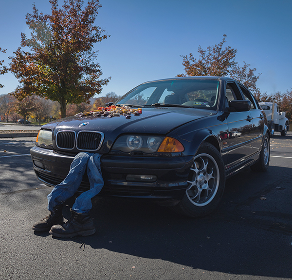 Always be careful when checking under the hood! A public-service reminder from the Penn College Motorsports Association, which coordinated Trunk or Treat on the Carl Building Technologies Center parking lot.