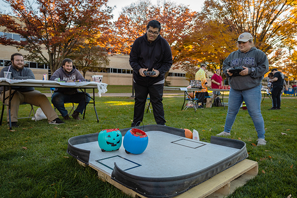 Student Wildcats of Robotic Design add some Halloween dress-up to their customary robot battles. The organization was among the campus groups taking part in the Wildcat Events Board's fall festival on the Thompson Professional Development Center lawn.