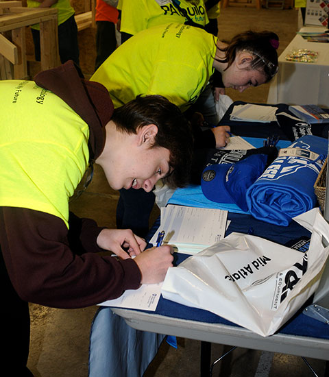 Montoursville students try to win some comfy Penn College swag.