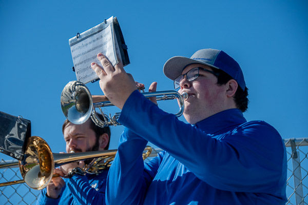 The Penn College Pep Band performs throwback cartoon theme song favorites during halftime at the women’s soccer game.