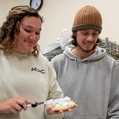 Christine A. Limbert, of Curwensville, and Brandon C. Wolfe, of Albion, find joy in the experience. Limbert is majoring in building science & sustainable design (she completed an associate degree in architectural technology in 2021), and Wolfe is a student in landscape/plant production technology.