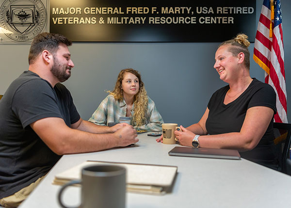 One of Penn College’s many benefits for veterans and currently serving military is a central location to gather, collaborate and study: the Major General Fred F. Marty Veterans & Military Resource Center. Others include an in-state tuition rate, waiver of tuition deposit, outreach program for veteran-student families, and reduced fees at the Dunham Children’s Learning Center.