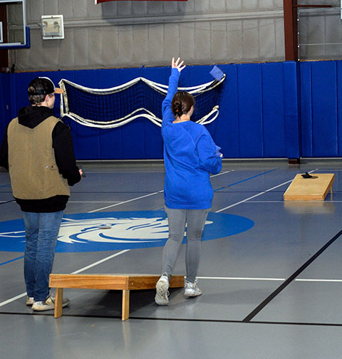 The Field House provides room for all manner of simultaneous activity, including the ever-popular cornhole.