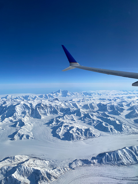  Prior to landing, the Penn College travelers enjoy a wing-side view.