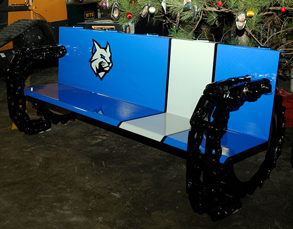 Diesel students created this unique and attractive bench in a cross-campus collaboration with instructors Steve J. Kopera (welding) and Shaun D. Hack (collision repair). While it provided convenient seating for spectators during the weekend competition, it will be moved outdoors as a visible and practical example of Penn College craft.