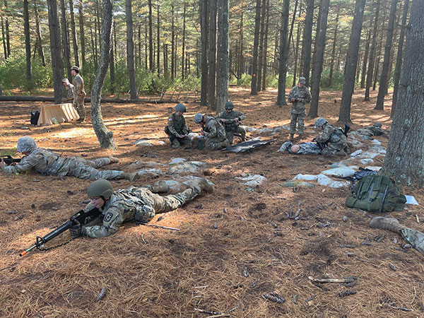The battalion's Ranger Challenge Team competes in the First Aid and Litter Carry event – evaluating a casualty, calling in air support and evacuating the wounded to a safe pickup location.
