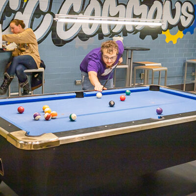 The Bush Campus Center pool tables are always an attraction, no matter the event.