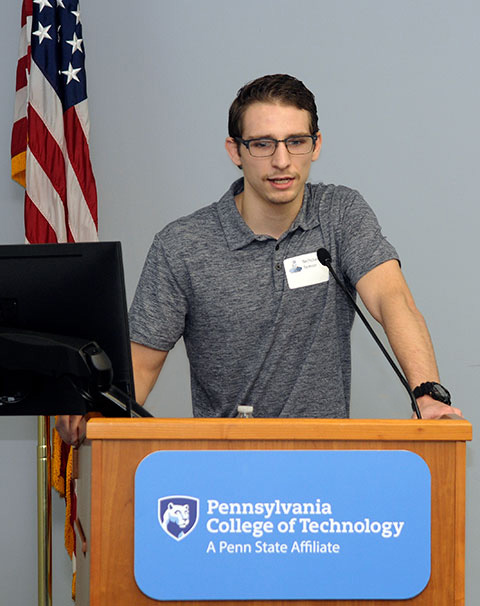 Nicholas Semon, an electronics & computer engineering technology student from Norristown, and the college's only active 