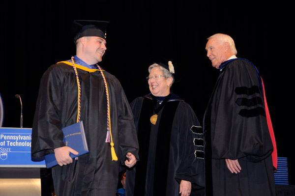... to class representative Clint Hinton, the last of nearly 10,000 Penn College graduates that Dunham has personally congratulated during his board tenure.