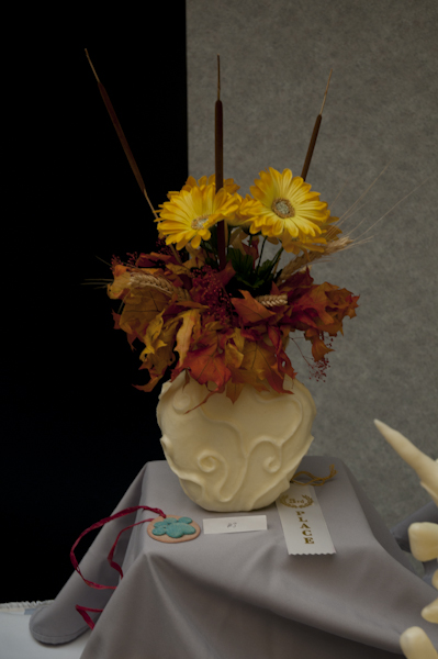 A tallow sculpture places third in Artistic Buffet Decoration.