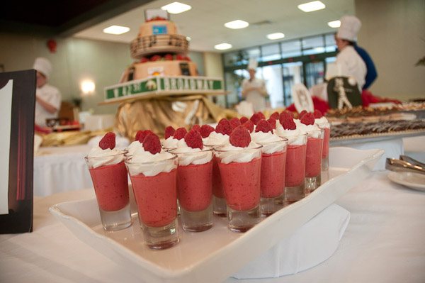 A red carpet of raspberry regalement