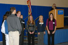 FBLA members from Mansfield High School sing the national anthem during opening ceremonies in the Field House