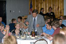 Mike Stanzione, associate director of athletics, visits with student-athletes