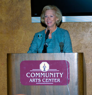 Judge Marjorie O. Rendell, first lady of Pennsylvania, announces this year's recipients of the Governor's Awards for the Arts, to be presented Nov. 12 at the Community Arts Center.