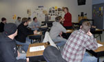 Valley Prevention Services' Lisa Fogelman talks with students