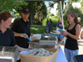 Dining Services' Melony A. Stackhouse (left) and Noelle A. Verdini serve lunch to a student