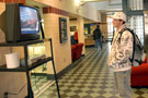Student watches King video in Campus Center