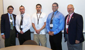 From left, Stephen J. Steurer, executive director of the Correctional Education Association%3B Brandon Close, president of the Collegiate Association for County Correctional Education%3B Anthony McGinley, CACCE treasurer%3B Moshe Betancourt, CACCE vice president%3B and Ron Bargiel, president of the Correctional Education Association of Pennsylvania.