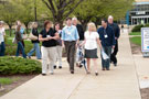 Counselors head out of the Professional Development Center for a tour of the college's engineering technology majors
