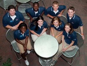 Campus View Resident Assistants, assembled in the lobby of the Student and Administrative Services Center