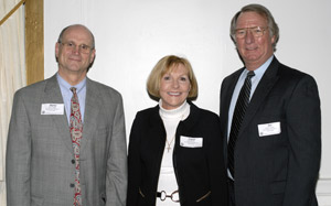 Alumni honoree Carol A. Savoy is joined by Barry R. Stiger, vice president for institutional advancement at Pennsylvania College of Technology, left, and Senior Vice President William J. Martin.